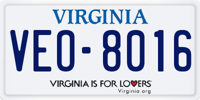 VA license plate VEO8016