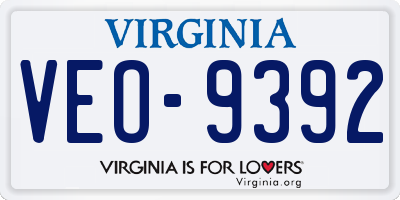 VA license plate VEO9392