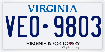 VA license plate VEO9803