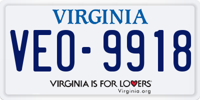 VA license plate VEO9918