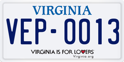 VA license plate VEP0013