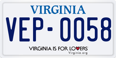 VA license plate VEP0058