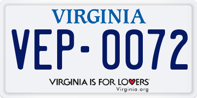 VA license plate VEP0072