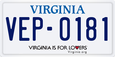 VA license plate VEP0181