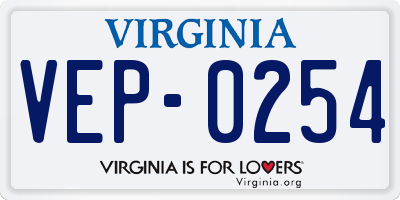 VA license plate VEP0254