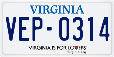 VA license plate VEP0314