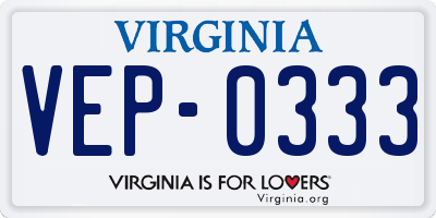 VA license plate VEP0333