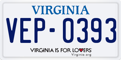 VA license plate VEP0393