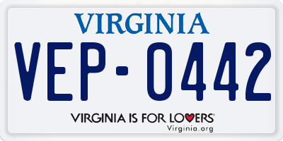 VA license plate VEP0442