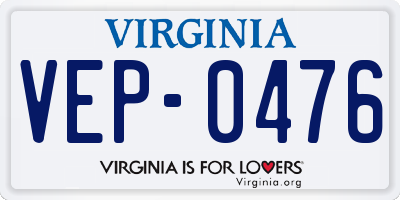 VA license plate VEP0476