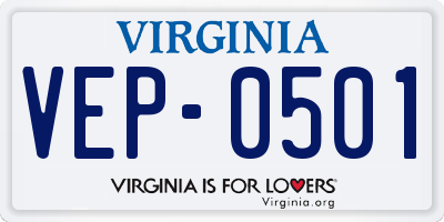 VA license plate VEP0501