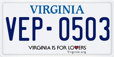 VA license plate VEP0503
