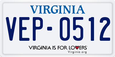 VA license plate VEP0512