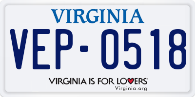 VA license plate VEP0518