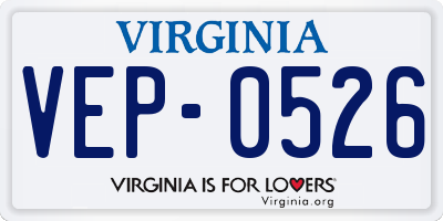 VA license plate VEP0526