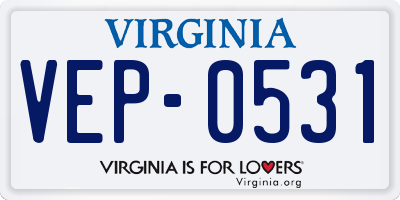 VA license plate VEP0531