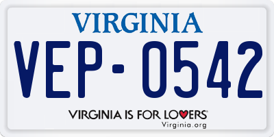 VA license plate VEP0542