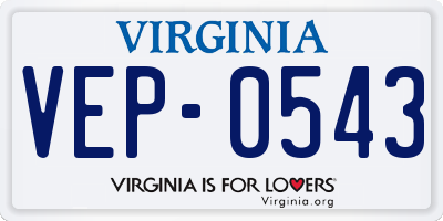 VA license plate VEP0543