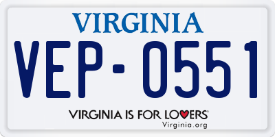 VA license plate VEP0551