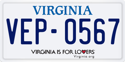 VA license plate VEP0567