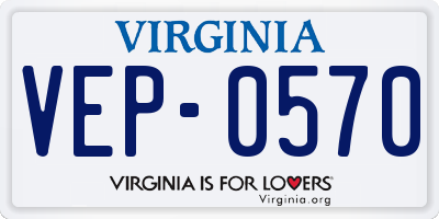 VA license plate VEP0570