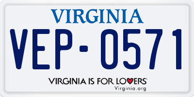 VA license plate VEP0571