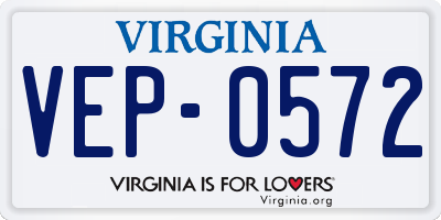 VA license plate VEP0572