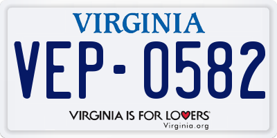 VA license plate VEP0582