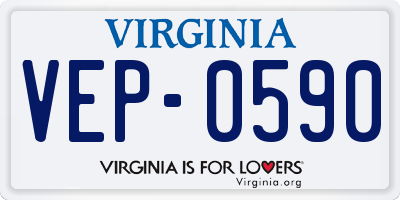 VA license plate VEP0590