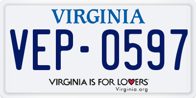 VA license plate VEP0597