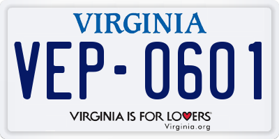 VA license plate VEP0601
