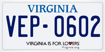 VA license plate VEP0602