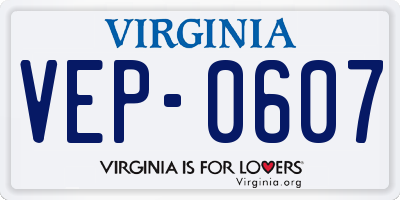 VA license plate VEP0607