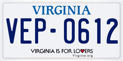 VA license plate VEP0612