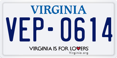 VA license plate VEP0614