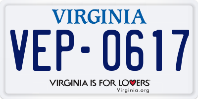 VA license plate VEP0617
