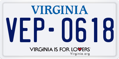 VA license plate VEP0618