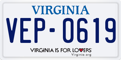 VA license plate VEP0619