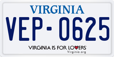VA license plate VEP0625