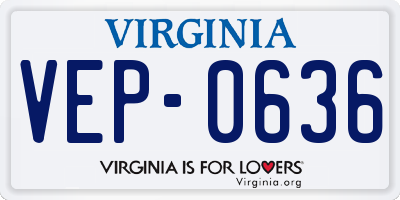 VA license plate VEP0636