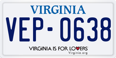 VA license plate VEP0638