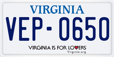 VA license plate VEP0650