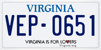 VA license plate VEP0651