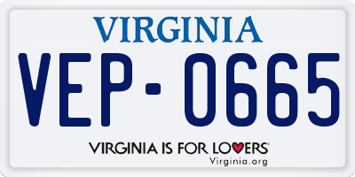 VA license plate VEP0665