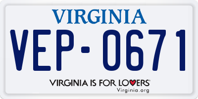 VA license plate VEP0671