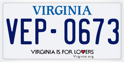 VA license plate VEP0673