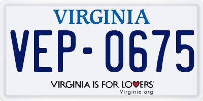 VA license plate VEP0675