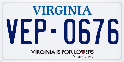 VA license plate VEP0676