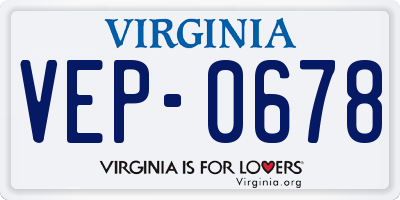 VA license plate VEP0678