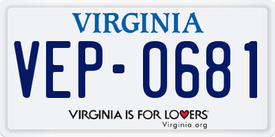 VA license plate VEP0681